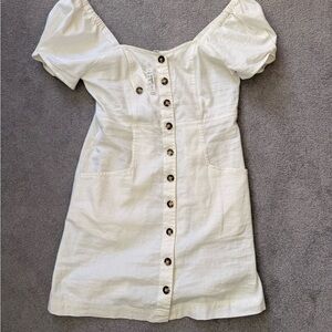 Madewell Off-White Button-Front Mini Dress